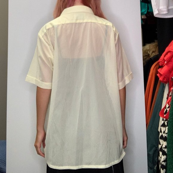 Jean Phillipe 60's Yellow Mesh Men's Button Up - Picture 2 of 4